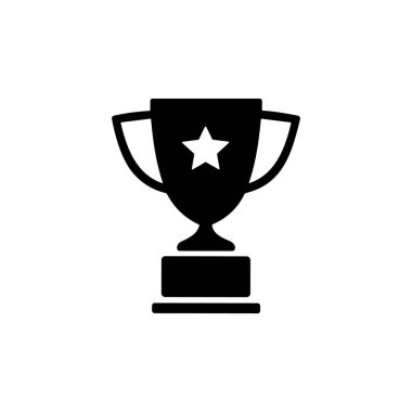Beyaz arkaplanda yıldızı olan siyah kupa simgesi.