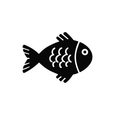 Balık Simgesi Silüet Vektörü. Basit Deniz Ürünleri Balık Logo Vektörü