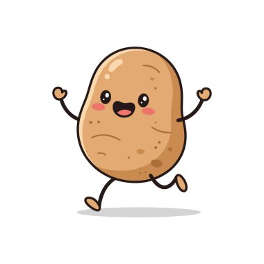  Mutlu Çizgi Film Patates Karakteri Vektör Çizimi