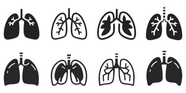 İnsan ciğerleri simgeler ve siluetler anatomisi