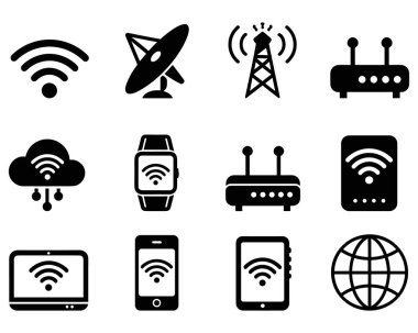 Teknoloji ve Bağlantı Simgeleri İnternet Ağı Ayarladı.