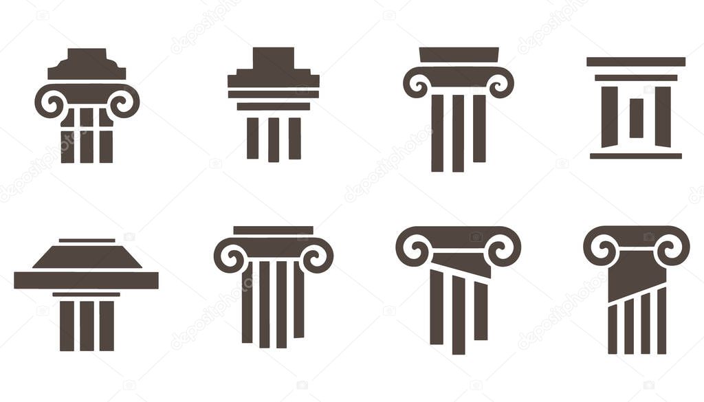 Ancient Pillar Column Icon Vector . Greek Roman Architecture Logo Vector