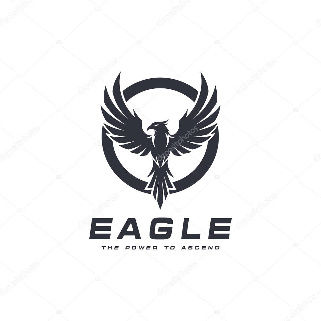 Dark eagle logo with circular emblem and text bird Vector