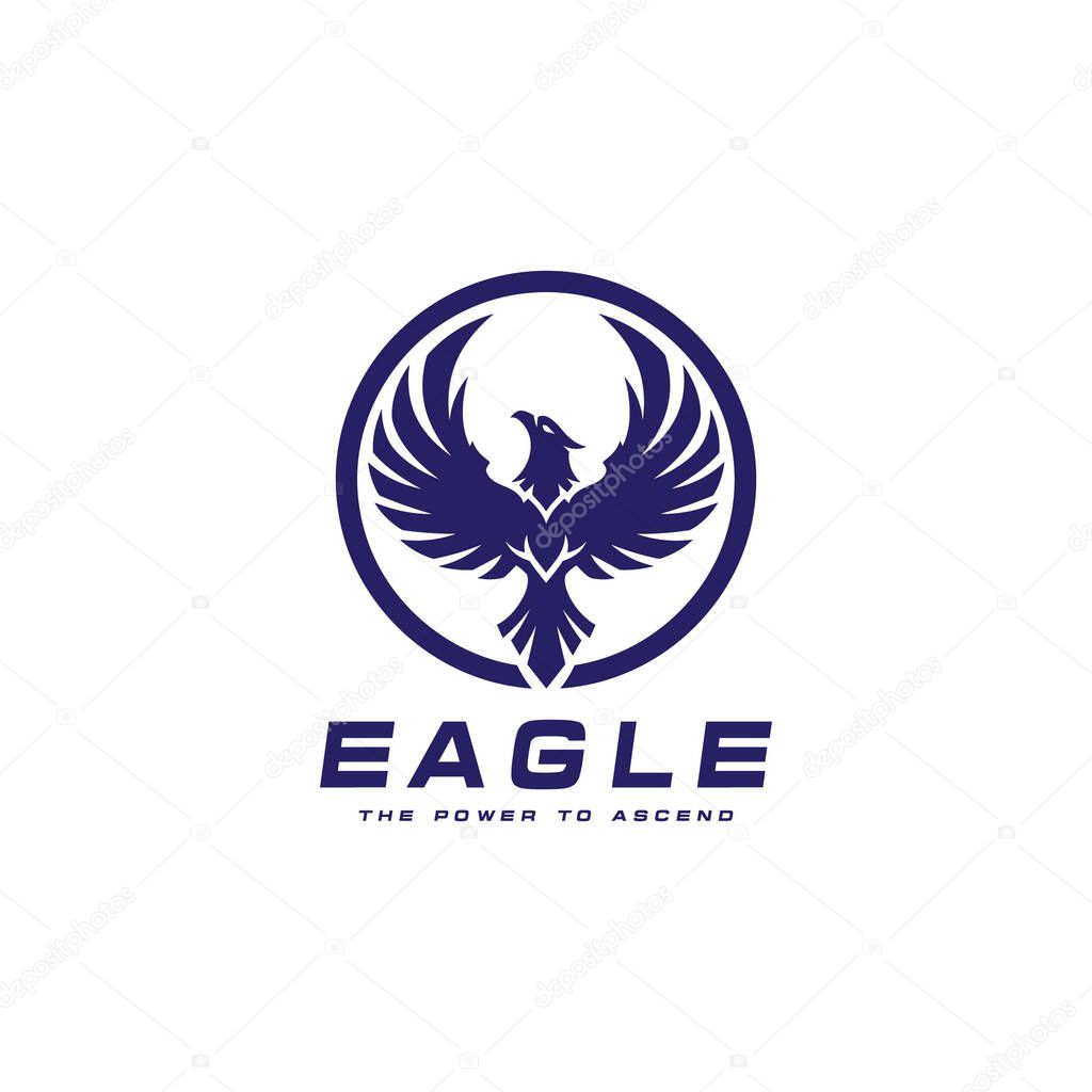 Eagle Logo with Wings Spread and Text bird hawk Vector