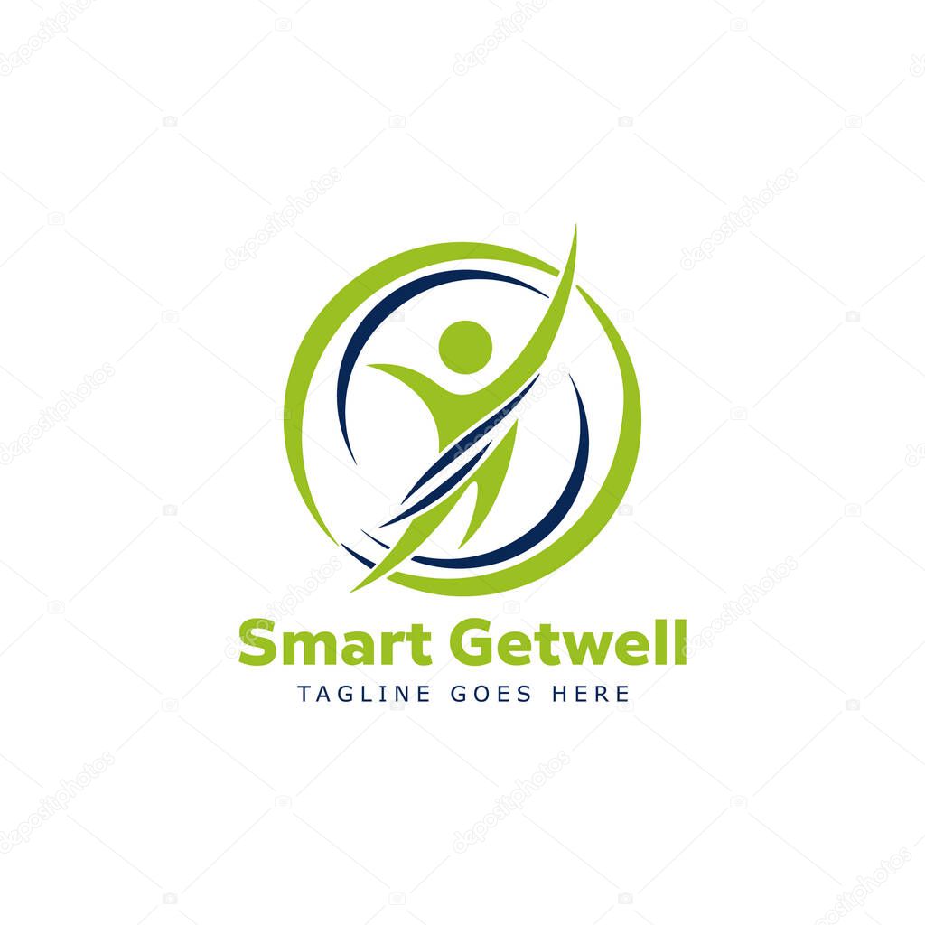 Human Wellness Circle Logo Vector . Smart Getwell Care Vector