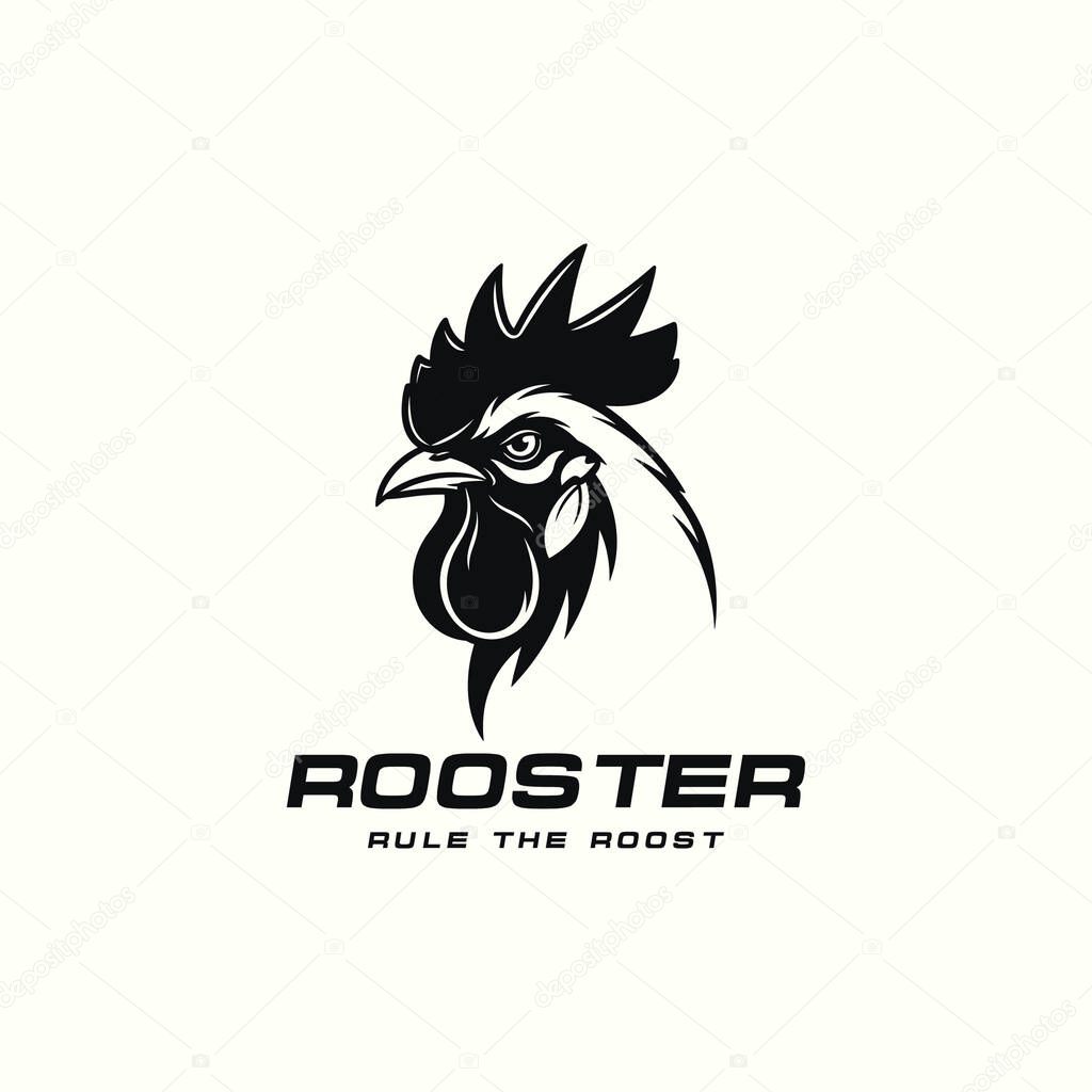 Rooster Head Mascot Vector Logo. Chicken Farm and Restaurant Vector Symbol.
