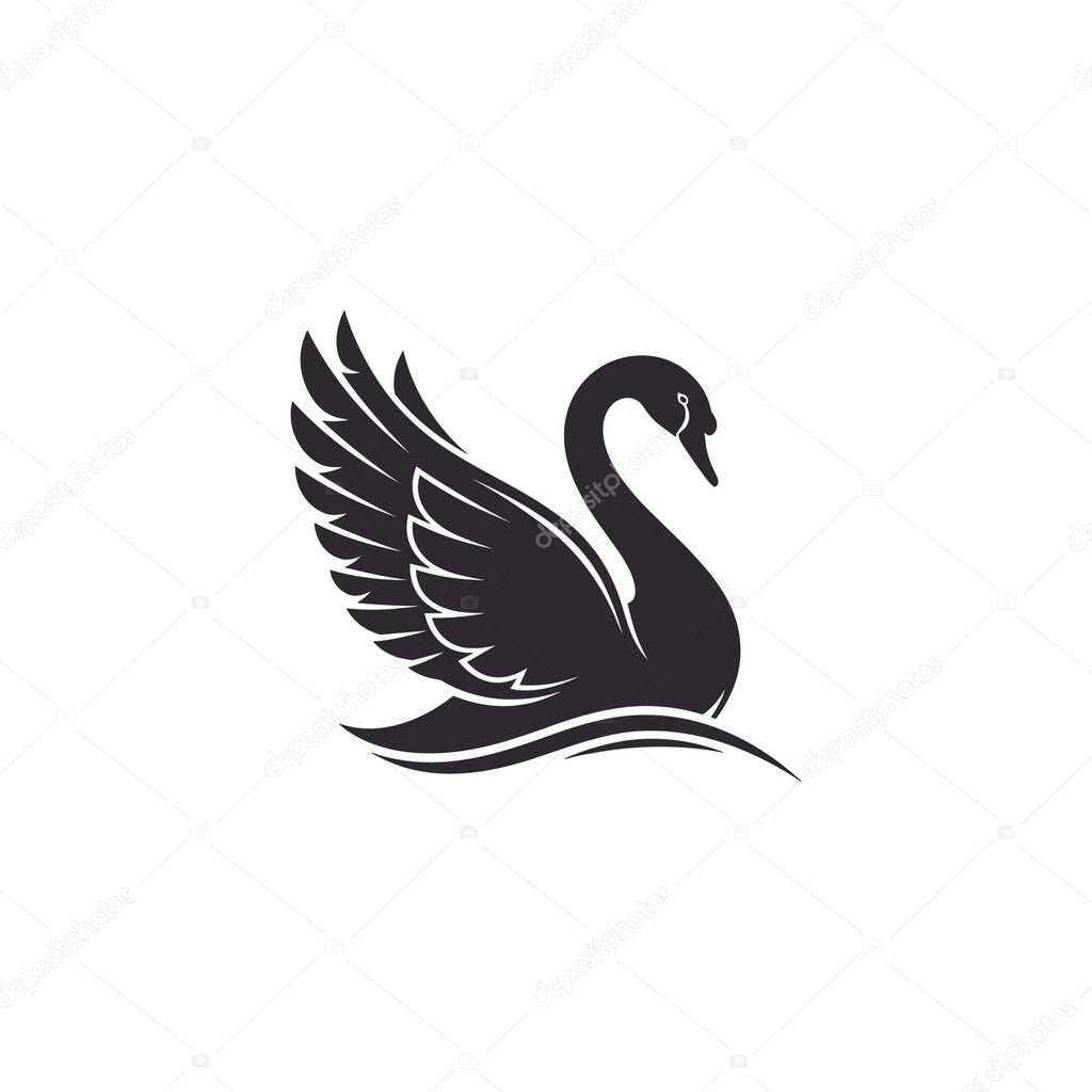 Elegant Swan Bird Silhouette Vector Logo. Classic Graceful Swan for a Luxury Brand Vector.