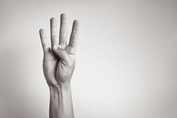 Hand Zeigt Vier Finger — Stockfoto