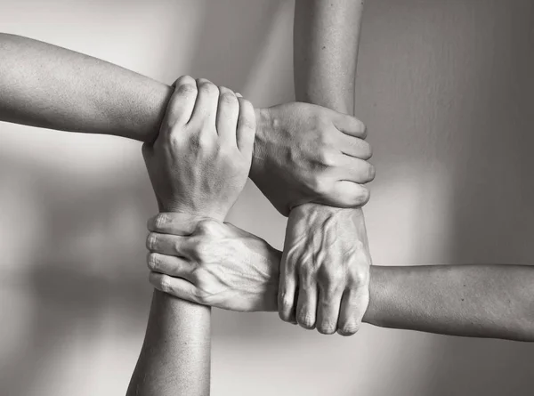 Hands United Helping Each Other Unity Strength Concept — Stock Photo, Image