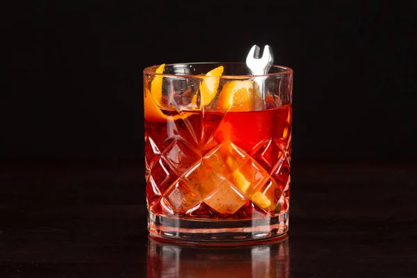 Alcohol Cocktail Collectie Negroni Americano Met Sinaasappel — Stockfoto