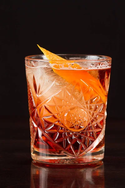 Alkohol Cocktail Samling Negroni Americano Med Apelsin — Stockfoto