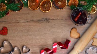 Kurabiyeli ve boş merkezli rustik Noel arkaplanı