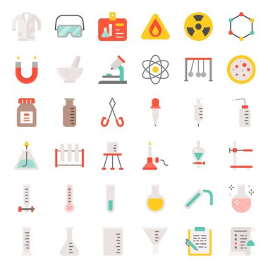 laboratory equipment, chemistry analytical concept, flat icon clipart