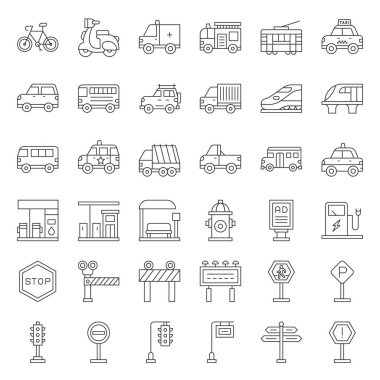 Ulaşım işaretiyle yol tarafında, anahat simgesini ayarla