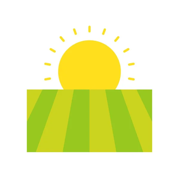 Field Sunrise Agriculture Flat Icon Concept — Stock Vector