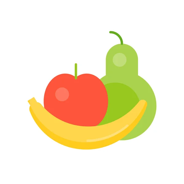 バナナ リンゴ フラット スタイルで果物アイコン ベクトル イラスト — ストックベクタ