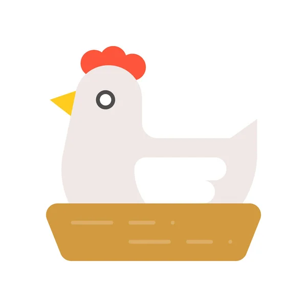 Kip Het Nest Boerderij Dierlijke Pictogram Concept Vectorillustratie — Stockvector