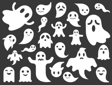 Hayaletler veya ruhlar için Halloween, düz tasarım, illüstrasyon vektör