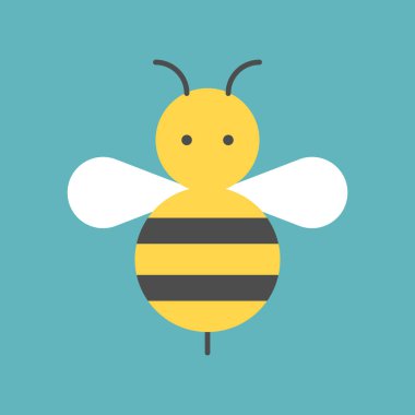 arı, bumble bee düz simgesi, vektör çizim