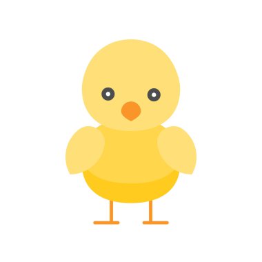 Sevimli tavuk düz simgesi beyaz arka plan üzerinde vektör illüstrasyon izole