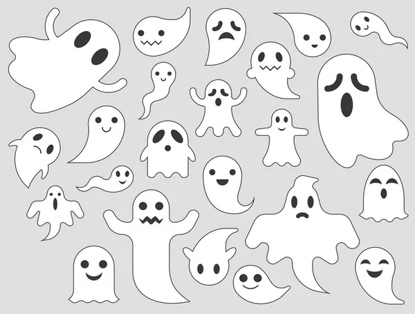 Fantasmas Espíritus Para Halloween Diseño Plano Ilustración Vectorial — Archivo Imágenes Vectoriales