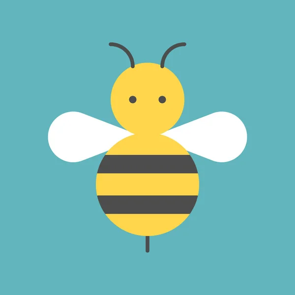 Bee Bumble Bee Platte Pictogram Vectorillustratie — Stockvector