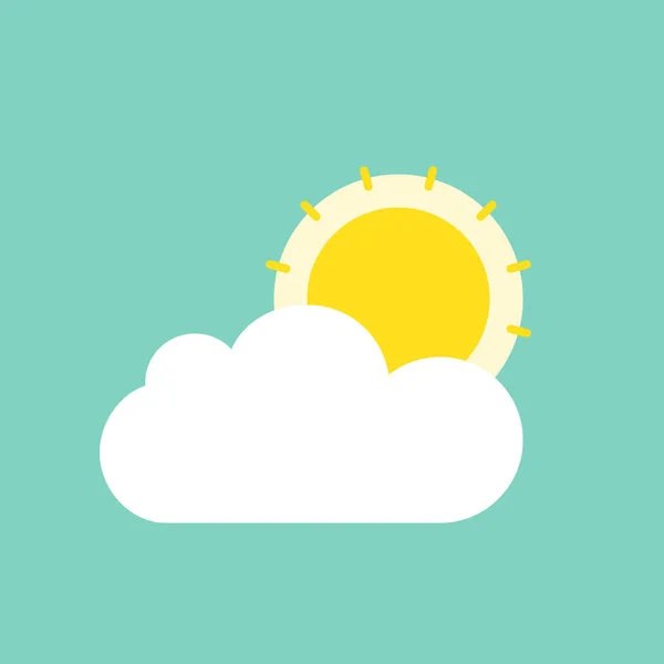 Sol Detrás Nube Icono Plano Vector Ilustración — Vector de stock