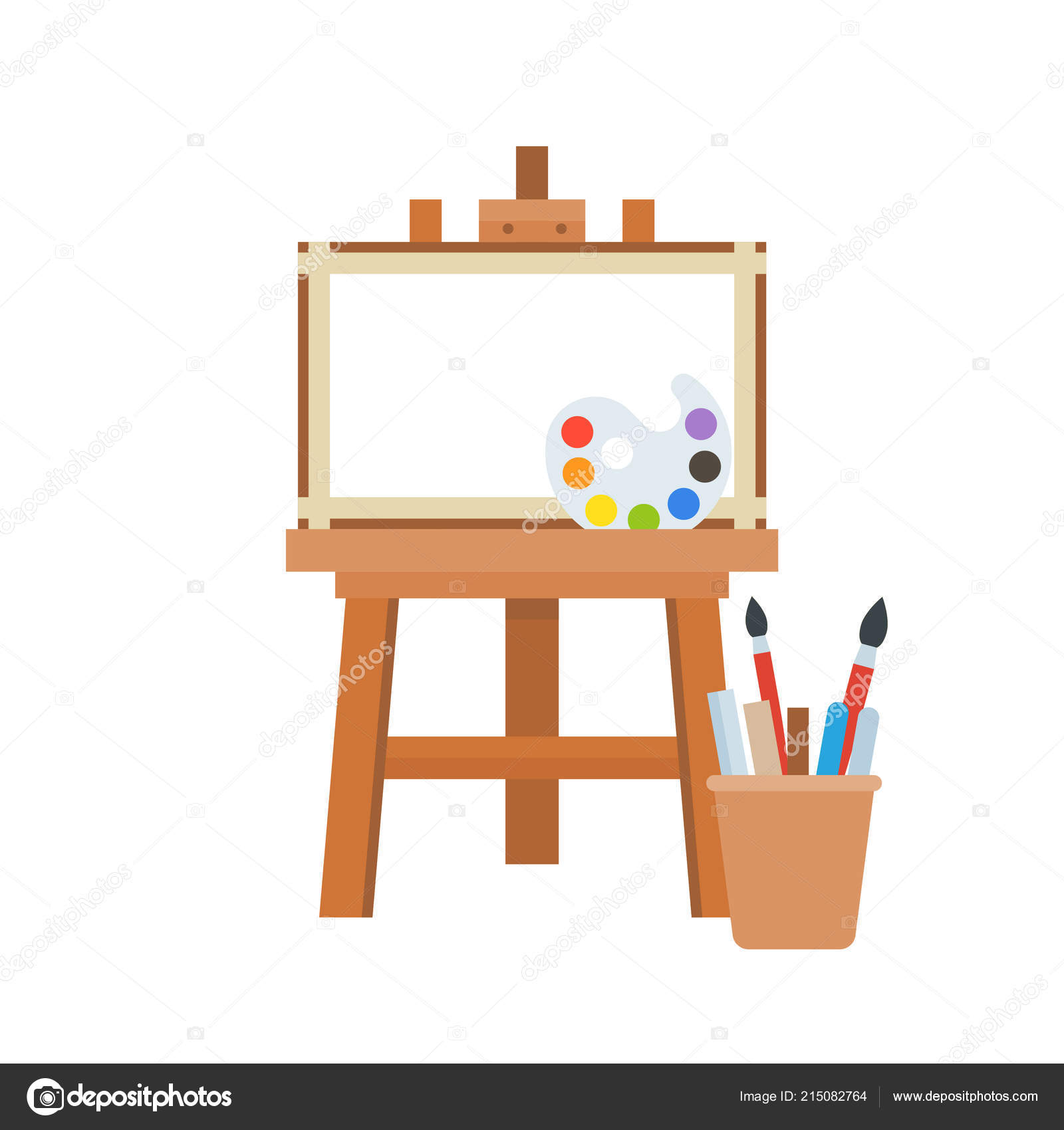 Easel Blank Canvas Painting Palette Brushes Isolated White Stock Vector by  ©lukpedclub.gmail.com 215082764