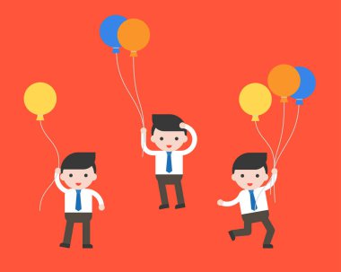 Balonlar, vektör çizim ile işadamları ile iş basit banner 