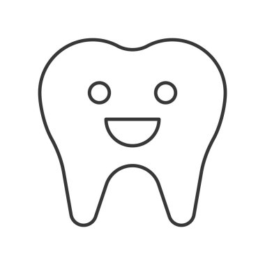 Büyük diş beyaz arka plan üzerinde gülümseyen