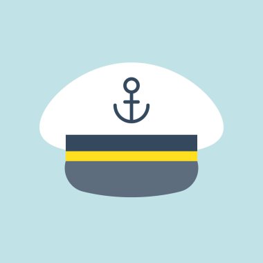 Kaptan şapka, vektör çizim, deniz kavram basit simgesi