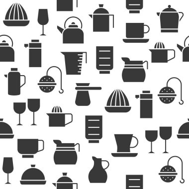 vektör çizim renkli kaplar, Gıda Ekipmanları kavramı