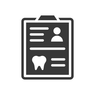 Tıbbi kayıtlar, diş kartı, basit anahat simgesi diş bakım seti