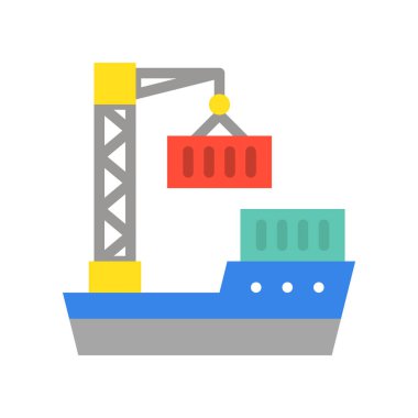 Vinç konteyner gemi için satırı simgesi teslim lojistik alışveriş taşımak 