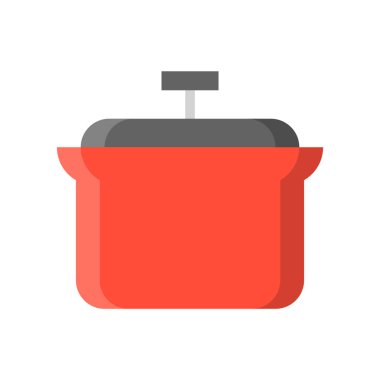 Seramik kırmızı güveç pot pişirme kap düz simgesi