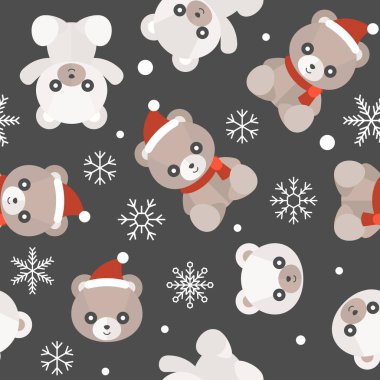 Kış oyuncak ayılar koyu arka plan üzerinde kümesi