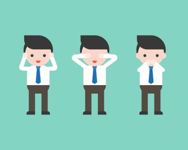 gözler, kulaklar ve ağız, vektör çizim kapsayan işadamları ile iş banner