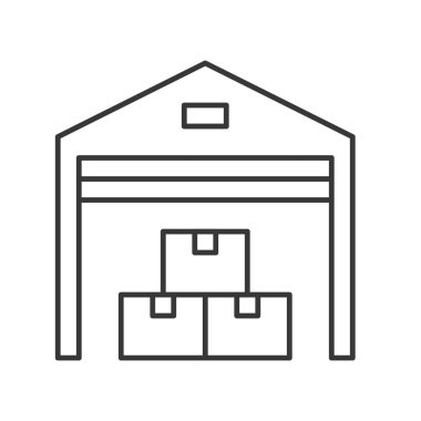 Nakliye ambarı basit simgesi, vektör çizim, lojistik kavramı
