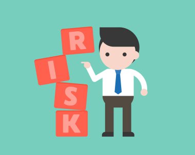 küp, vektör çizim yapılan risk kelime ile işadamları ile iş banner