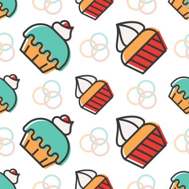 Kağıt hediye sarma için renkli sevimli Cupcakes seamless modeli