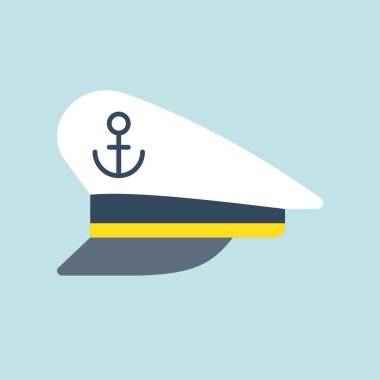 Kaptan şapka, vektör çizim, deniz kavram basit simgesi