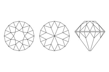 üç elmas üzerinde beyaz izole