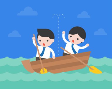 tekne, vektör çizim boğulma, işadamları ile iş basit banner 