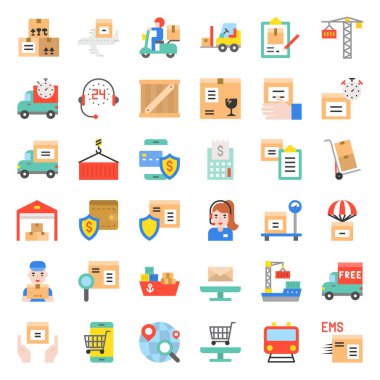 Lojistik ve nakliye iş simgesi, ince çizgi