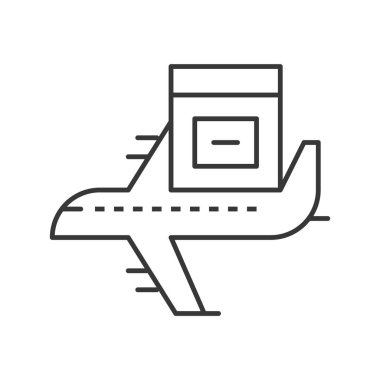 uçak kutusu basit simgesi, vektör çizim, lojistik kavramı ile