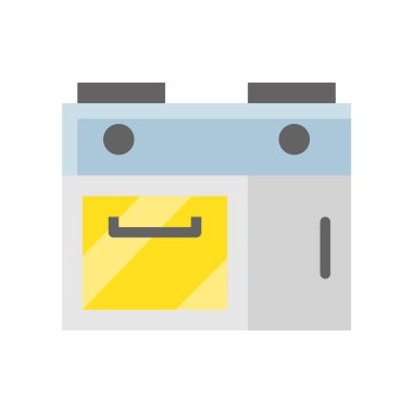 Fırın ve soba üst mutfak aygıt düz simgesi