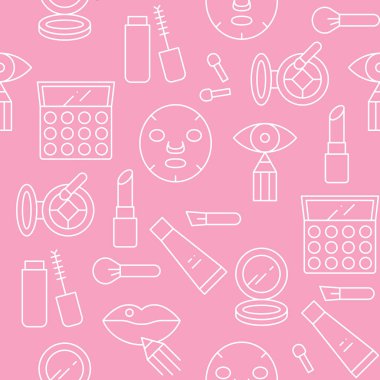 Dikişsiz desen anahat makyaj ve kozmetik, vektör çizim