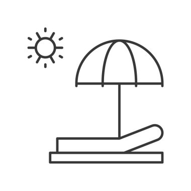 beyaz zemin üzerinde şemsiye ve plaj sandalye simge vektör çizim