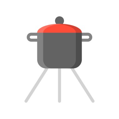 Tencereye stand mutfak gereçler düz simgesiyle