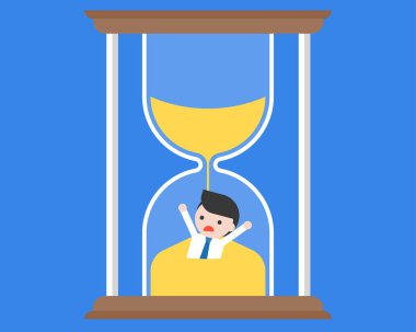 kum saati, vektör çizim boğulma işadamı ile iş banner